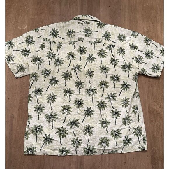 VINTAGE Ky's Men Button Up Shirt Large Palm Trees Hawaiian Short Sleeve Collar - Picture 4 of 6